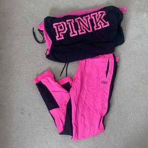 PINK Victoria’s Secret Windbreaker Set Pink and Black Size M